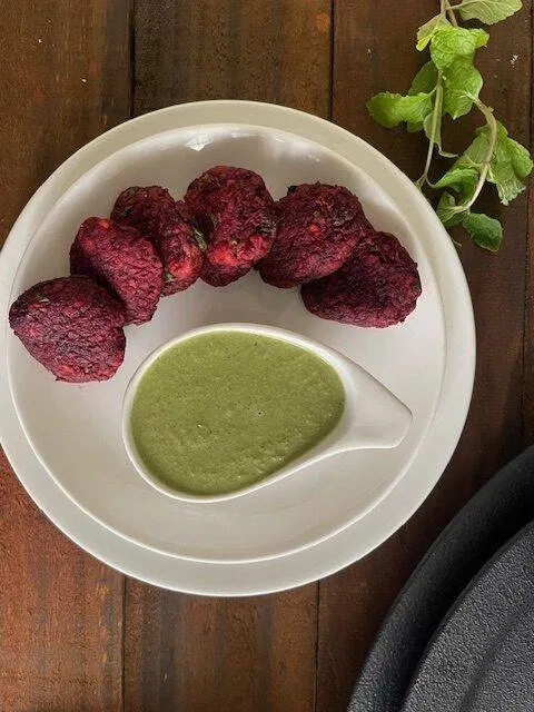 Beetroot Paneer Tikki in Airfryer - Veenas Vegnation