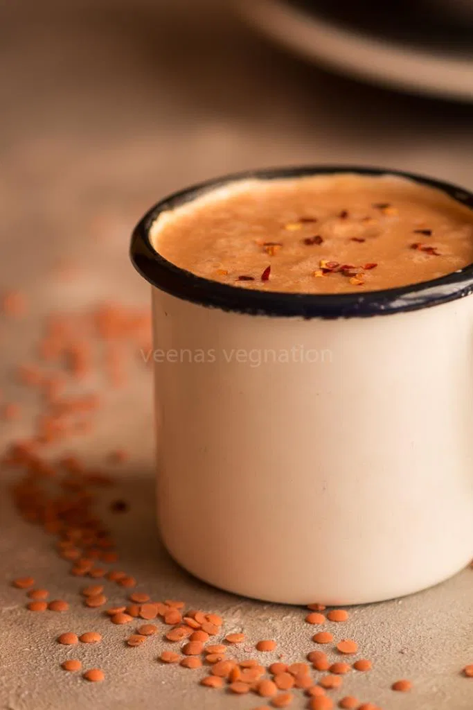 Carrot Masoor dal soup - Veenas Vegnation