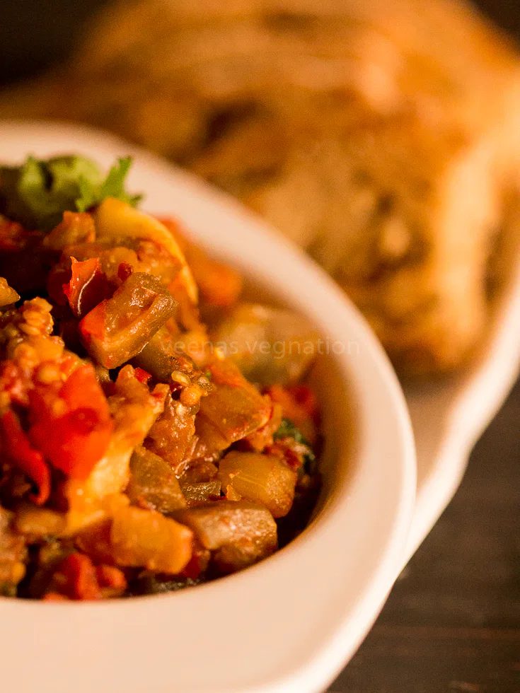 Zaalouk the moroccon aubergine salad - Veenas Vegnation