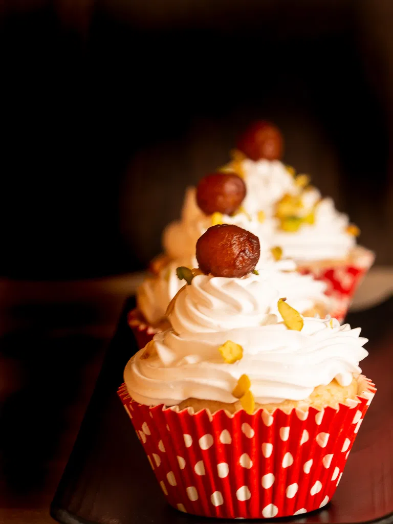 Egg-free Gulab Jamun cupcakes - Veenas Vegnation