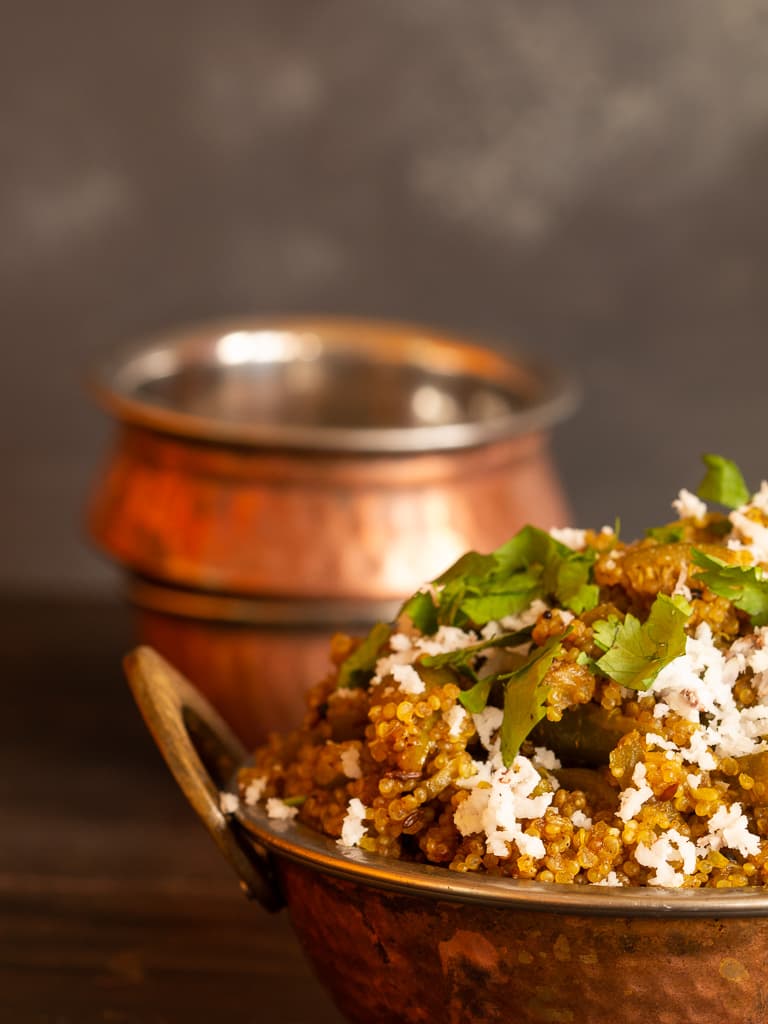 Quinoa Tondli Bhaat / Quinoa ivy gourd - Veenas Vegnation