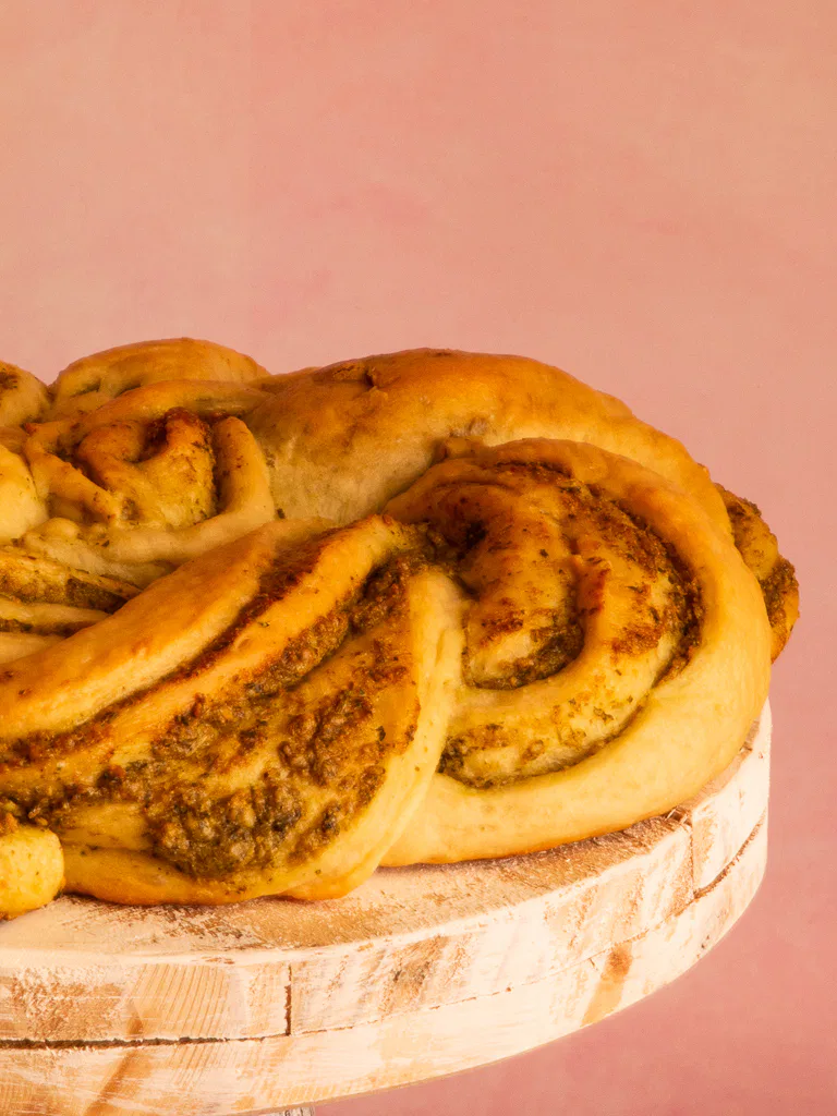 Russian braided pesto bread for #Breadbakers - Veenas Vegnation